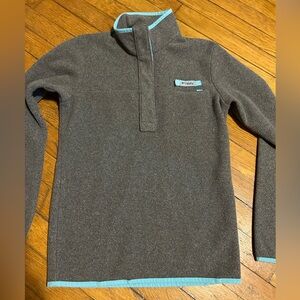 Columbia PFG Gray Zip-Up Sweater with Light Blue Trim Womens XS